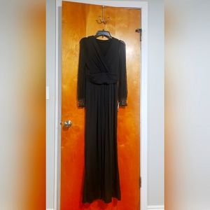 NWT ladies black jumpsuit classy spiked stud sleeves size Medium M